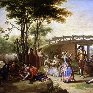 The bridge of the Canal of Madrid, 1784, detail of Painting by Francisco Bayeu
