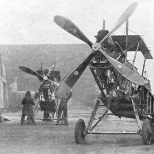 British Royal Flying Corps aircraft under repair, c1916