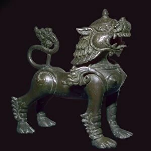 Bronze lion figure from Nepal