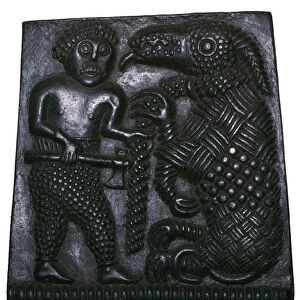 Bronze matrix for making decorative plaques for helmets, 8th century