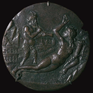 Bronze medallion of Abundance and a Satyr, 15th century. Artist: Antonio de Brescia