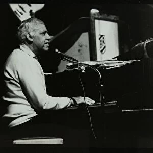 Buddy Rich on piano on his last appearance at the Forum Theatre, Hatfield, Hertfordshire, 1986