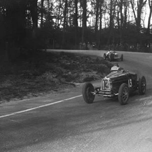 Bugatti Type 35B of Jock Leith leading a Riley Brooklands at Donington Park, Leicestershire, 1935