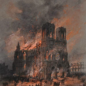The burning Reims Cathedral, 1914-1915