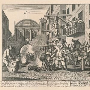 Burning the Rumps at Temple Bar, London, 1726. Artist: William Hogarth