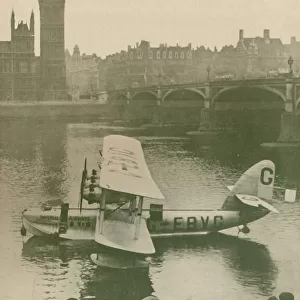 The Calcutta Flying-Boat Moored in the Thames opposite the Houses of Parliament, 1927