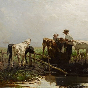 Calves at a trough. Artist: Maris, Willem (1844-1910)