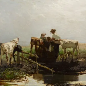 Calves at a trough. Artist: Maris, Willem (1844-1910)