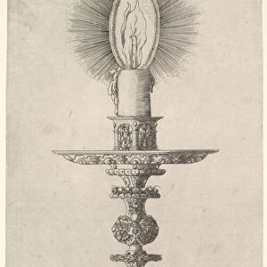 Candlestick with Lighted Candle from: Insigne Ac Plane Novum Opus Cratero graphicum