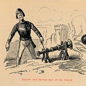 Cannon and Cannon-ball of the Period, . Artist: John Leech