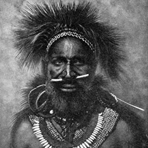 Captain of a company of cannibal fighting men, New Guinea, 1922