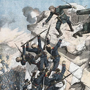 Captain Lebedief heroically defending the bastion at Port Arthur, Russo-Japanese War, 1904-5