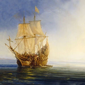 Capture a galleon. Artist: Gudin, Jean Antoine Theodore (1802-1880)
