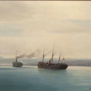 Capture of the Turkish Troopship Mersina by the Steamer Russia on 13 December 1877, 1877. Artist: Aivazovsky, Ivan Konstantinovich (1817-1900)