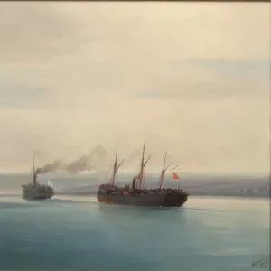 Capture of the Turkish Troopship Mersina by the Steamer Russia on 13 December 1877, 1877. Artist: Aivazovsky, Ivan Konstantinovich (1817-1900)