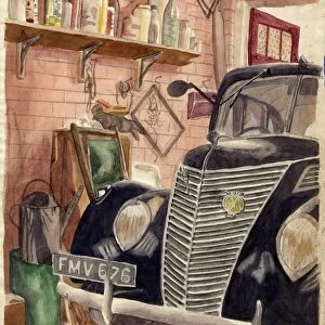 Car in garage, c1950. Creator: Shirley Markham
