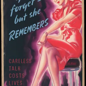 Careless Talk Costs Lives - You Forget, But She Remembers, World War II poster, c1939-c1945 Careless Talk Costs Lives - You Forget, But She Remembers, World War II poster, c1939-c1945