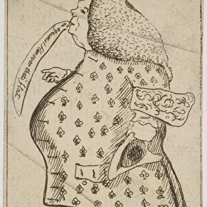 Caricature of a Man declaring: "I m against Hanover thats flat", ca. 1757