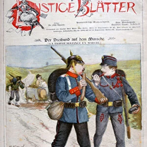 A caricature of the Triple Alliance in Lustige Blatter magazine, 1893. Artist: Henri Meyer