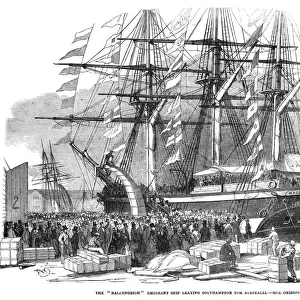 Caroline Chisholm addressing a crowd from the emigrant ship Ballengeich, 1852
