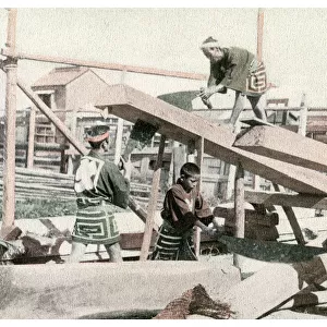 Carpenters at work, Japan, 1904