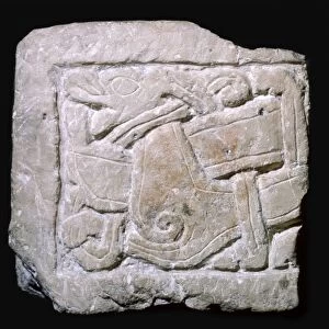 Carved Jellinge style Viking grave-slab from York