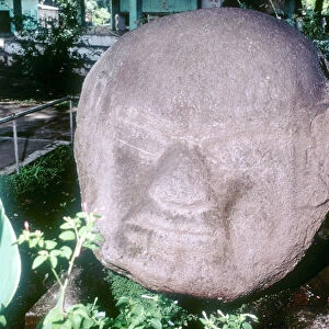 Carved monolithic head from Monte Alto, Guatemala, Pre-Columbian, Pre-Classic period, 1500-100 BC