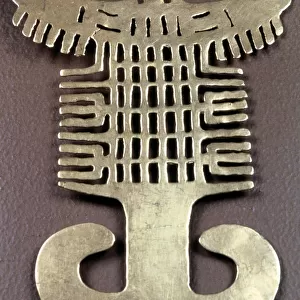 Cast gold Pre-Columbian figure pendant, Muisca, Colombia, 1000-1541