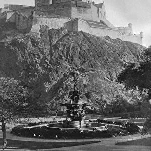 The Castle and Ross Fountain, Edinburgh, 1924-1926. Artist: Alfred Hind Robinson