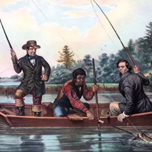 Catching a Trout, 1854. Artist: Currier and Ives