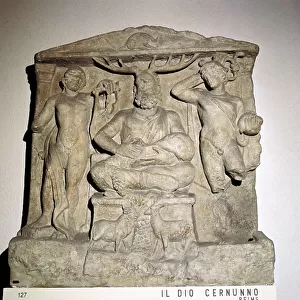 Cernunnos, Celtic horned god, Gallo-Roman relief, Reims, France