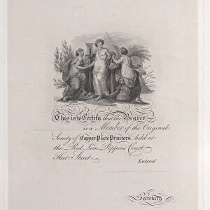 Certificate of Membership for the Society of Copper Plate Printers, 19th century. 19th century. Creator: Edward Francis Burney