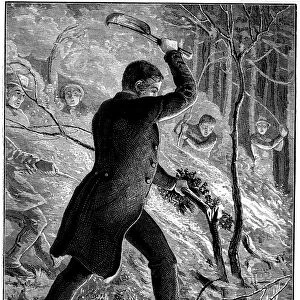 Charles Kingsley fighting a fire, British writer and cleric