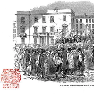 Chartists procession from the mass meeting towards Blackfriars Bridge, London, 10 April 1848