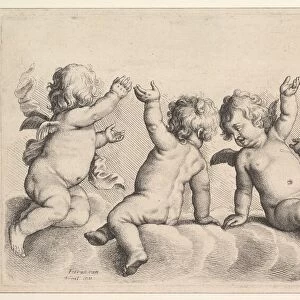 Three Cherubs and Two Boys on Clouds, 1620-77. Creator: Wenceslaus Hollar