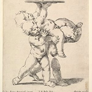Three children carrying a tray, ca. 1638. Creator: Stefano della Bella