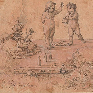 Two Children Playing with a Ball, 1500-1546. Creator: Peter Flotner