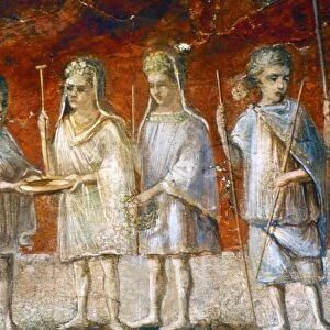 Children in religious procession, Roman wall painting from Ostia, c2nd-3rd century