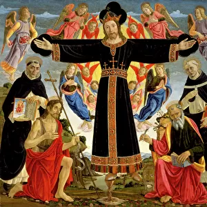 Christ on the Cross with Saints Vincent Ferrer, John the Baptist, Mark and Antoninus, c1491/1495. Creator: Master of the Fiesole Epiphany
