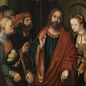 Christ and the Woman Taken in Adultery. Artist: Cranach, Lucas, the Elder (1472-1553)
