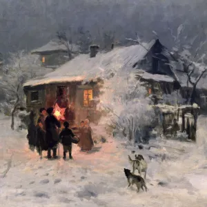 The Christmas carol in the Ukraine. Artist: Pimonenko, Nikolai Kornilovich (1862-1912)