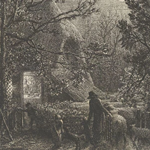 Christmas, or Folding the Last Sheep, 1850. Creator: Samuel Palmer