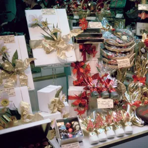 Christmas presents in a shop window, Paris, France