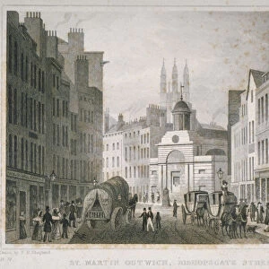 Church of St Martin Outwich, viewed from Bishopsgate, City of London, 1830. Artist