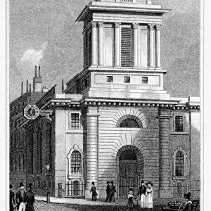 Church of St Mary Woolnoth, Lombard Street, City of London, 19th century Artist: R Acon