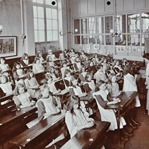 Classroom scene, Albion Street Girls School, Rotherhithe, London, 1908