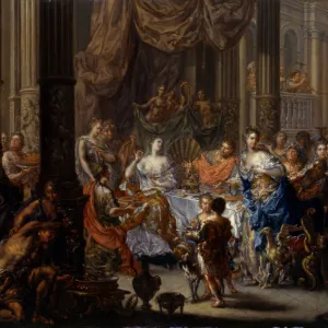 Cleopatras feast. Artist: Platzer, Johann Georg (1704-1761)