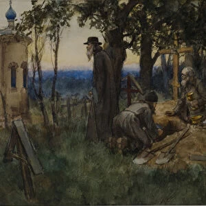The clergymen hiding church treasures in a new grave in a cemetery, 1922