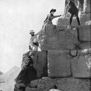 Climbing The Great Pyramid, Egypt, late 19th century. Artist: John L Stoddard