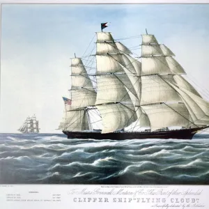 Clipper Ship Flying Cloud, 1851-1907. Artist: E Brown Jr